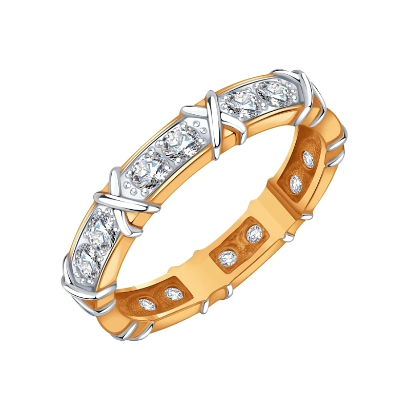 Кольцо «KARATOV» из красного золота с фианитом