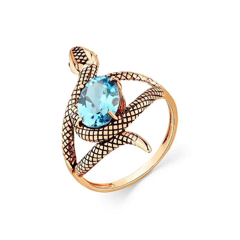 Кольцо  из красного золота с топазом