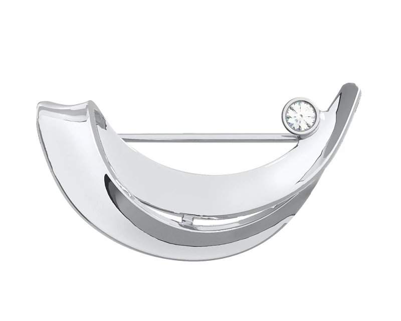 Брошь  серебряная с фианитом