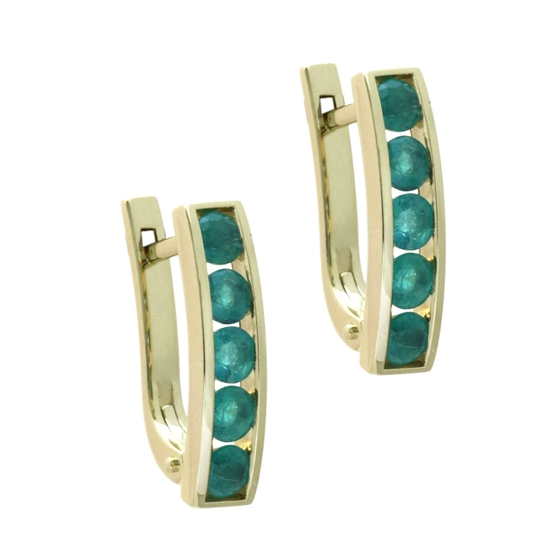 Серьги «Diamond jf» золотые с изумрудом