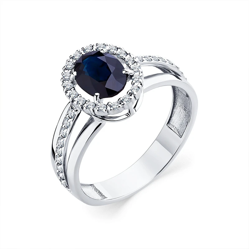 Кольцо  из белого золота с сапфиром