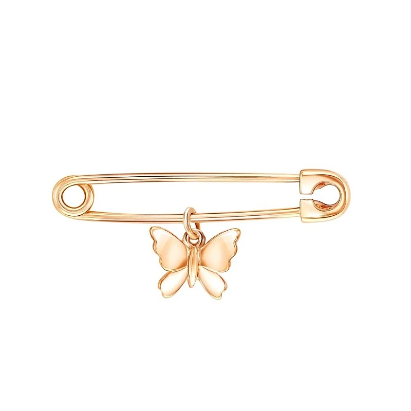 Брошь  из красного золота с фианитом