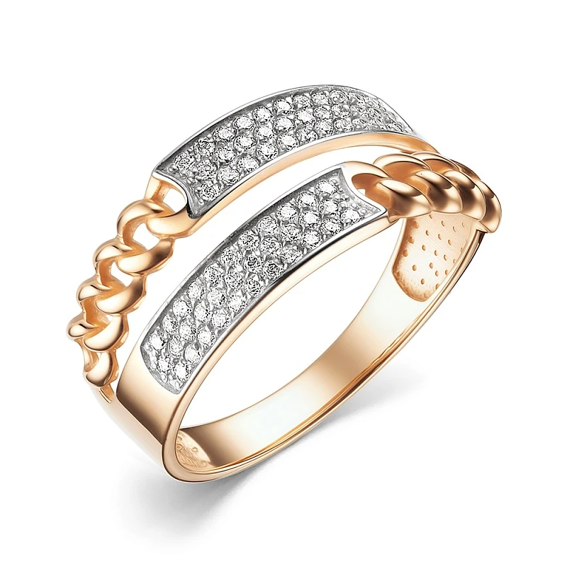 Кольцо  из красного золота с фианитом