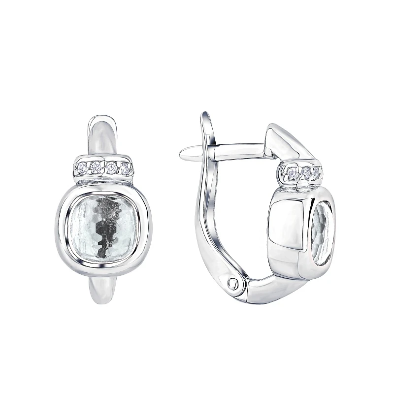 Серьги  серебряные с фианитом