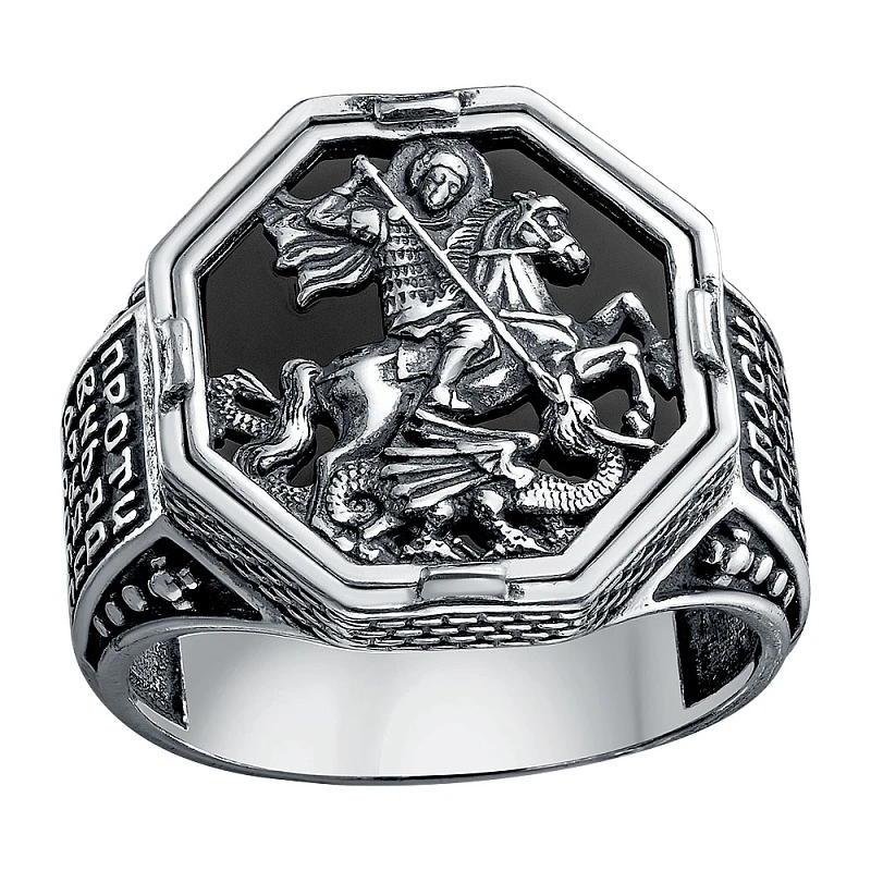 Кольцо  из серебра с чернением с ониксом