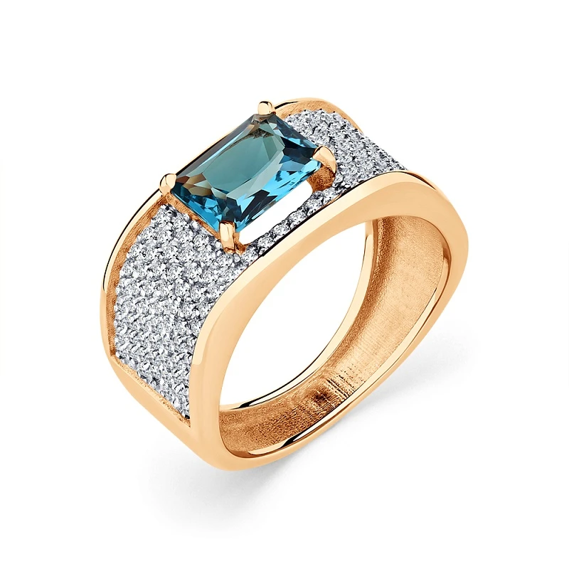 Кольцо  из красного золота с топазом