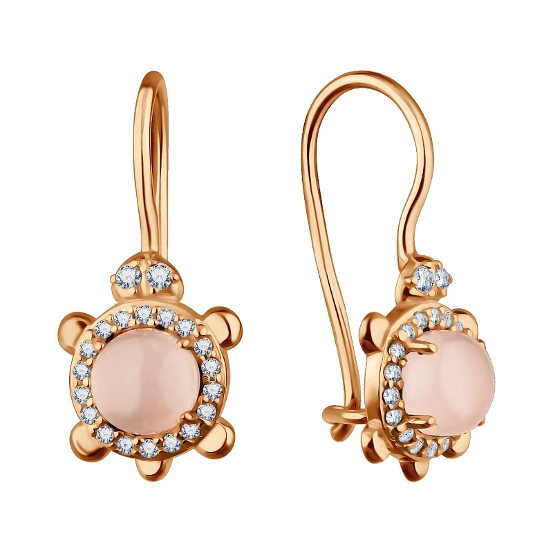 Серьги  из красного золота с фианитом