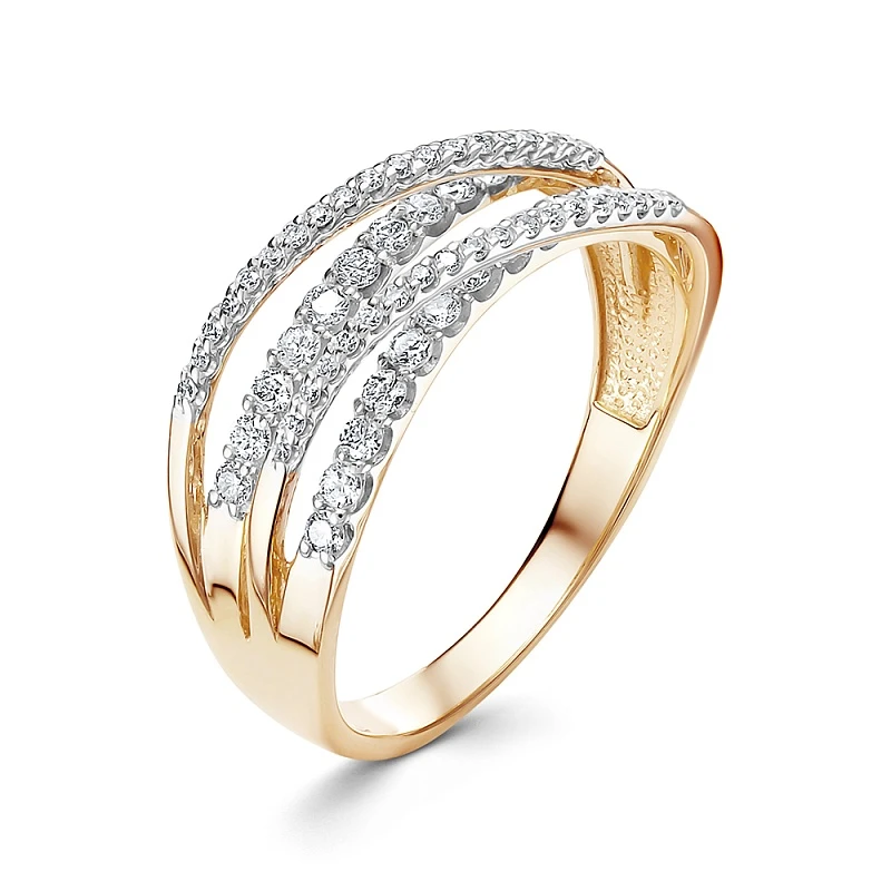 Кольцо  из красного золота с природным бриллиантом