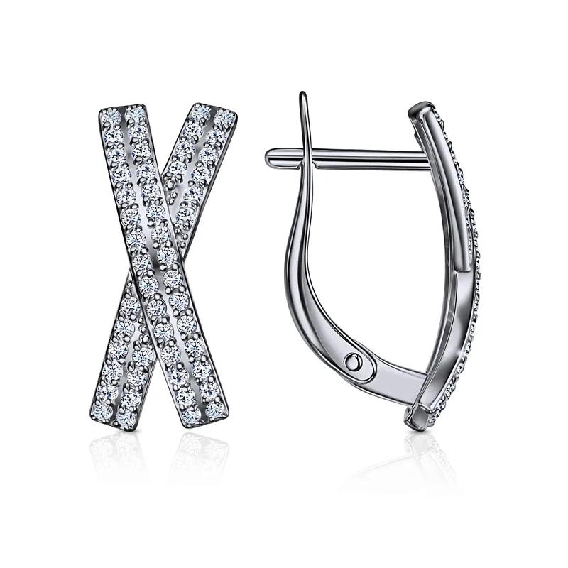 Серьги  из белого золота с фианитом