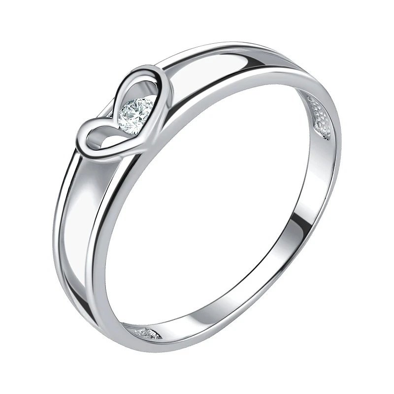 Кольцо  серебряное с фианитом