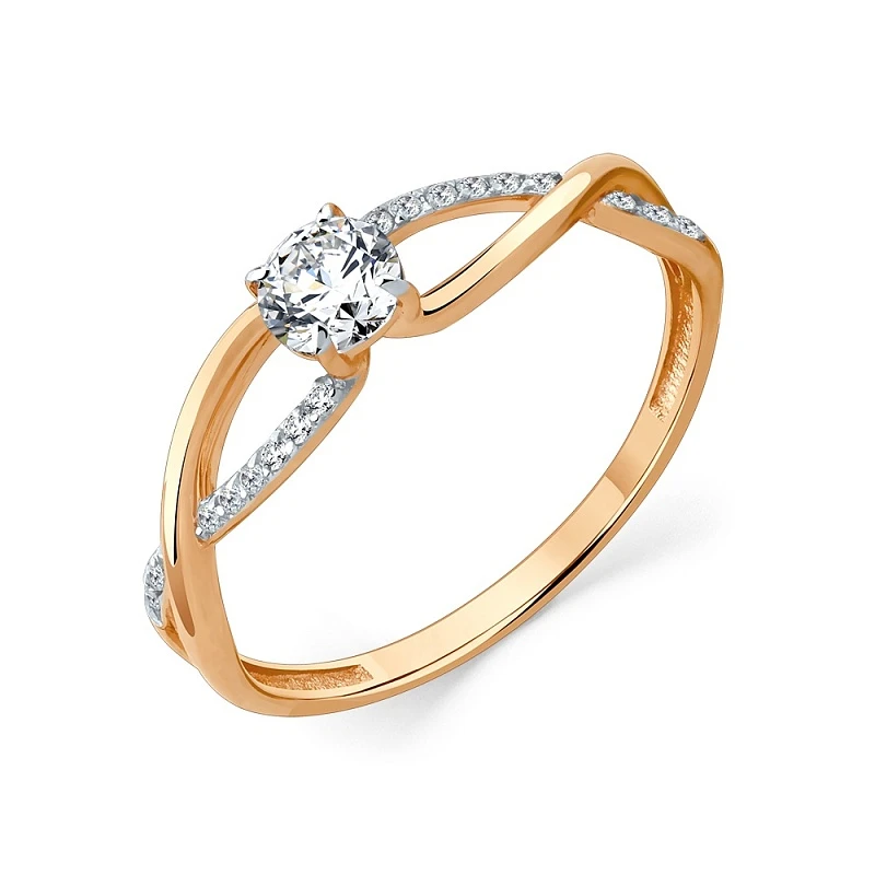 Кольцо  из красного золота с фианитом