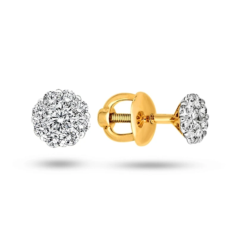 Серьги  из красного золота с природным бриллиантом