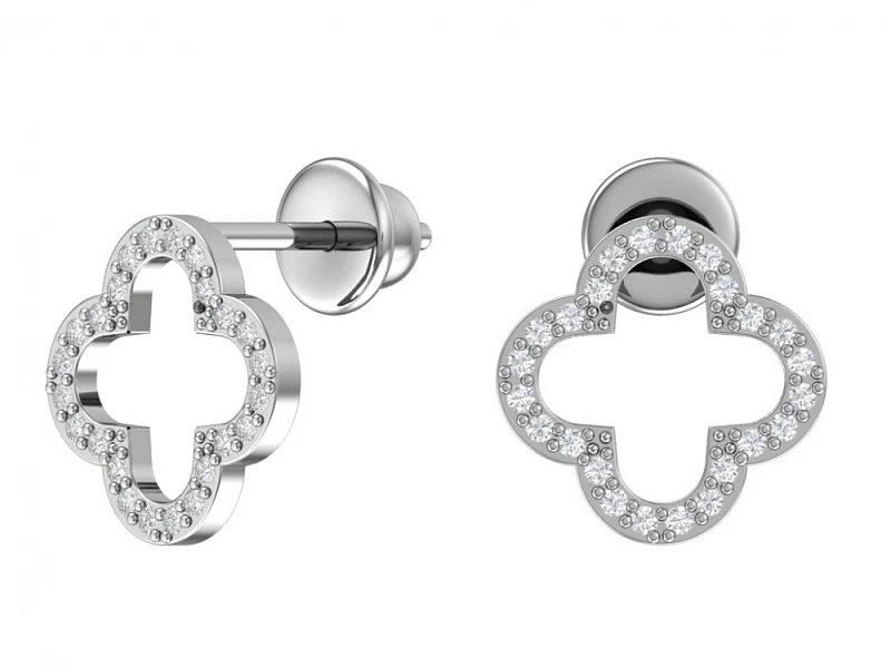 Серьги  серебряные с фианитом