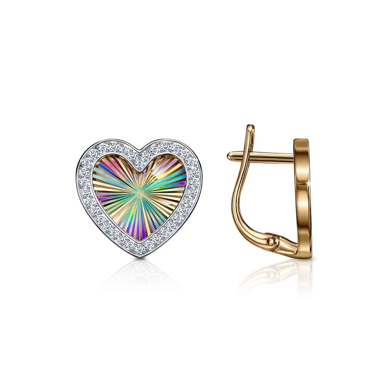 Серьги  из красного золота с фианитом