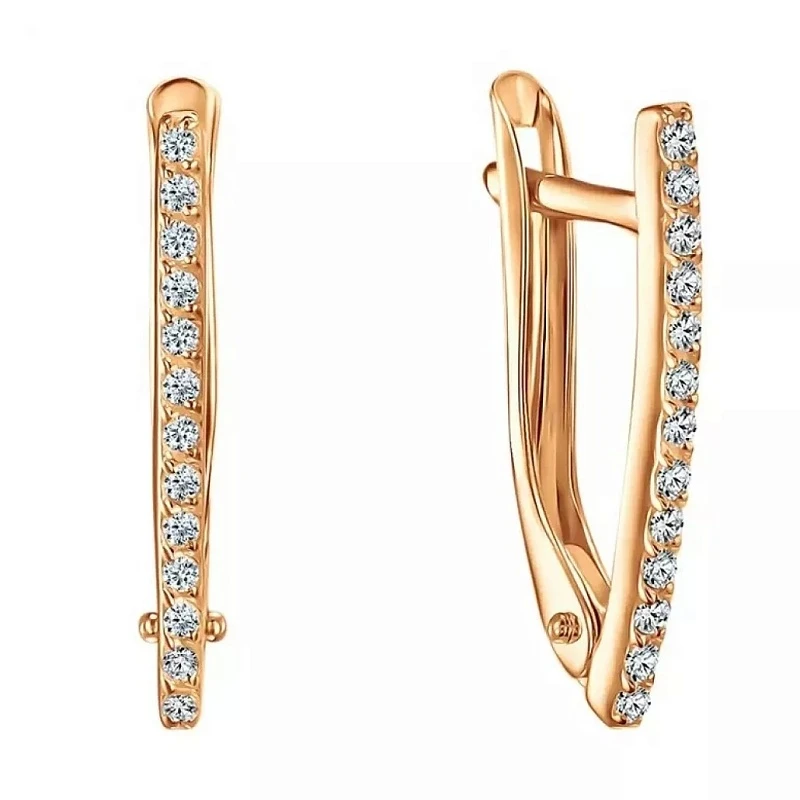 Серьги  из красного золота с фианитом