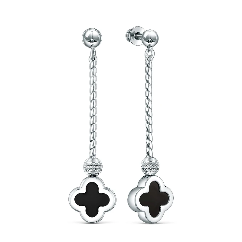 Серьги  серебряные с ониксом