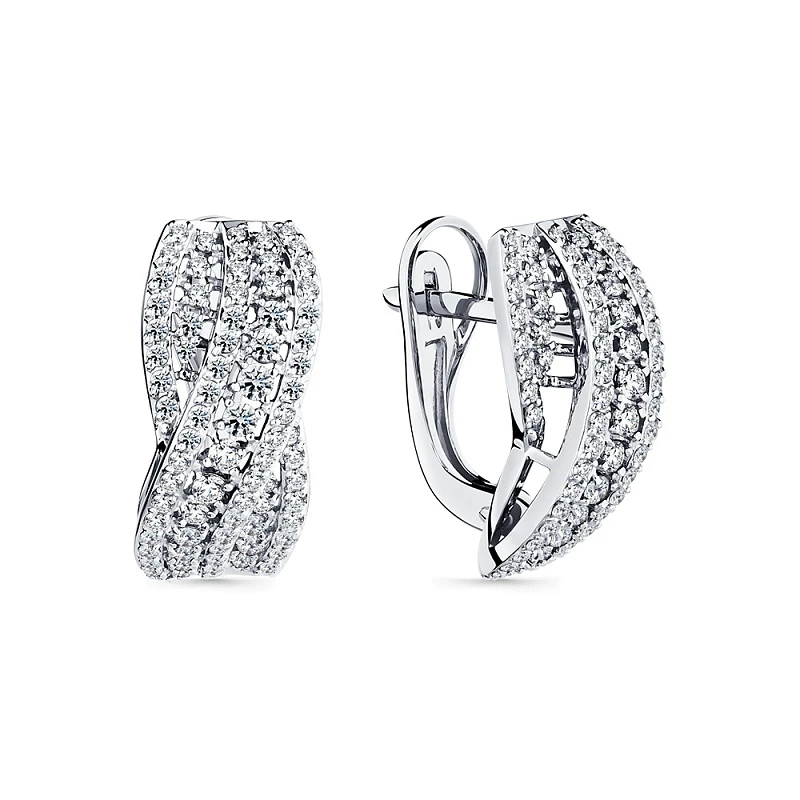 Серьги  из белого золота с природным бриллиантом