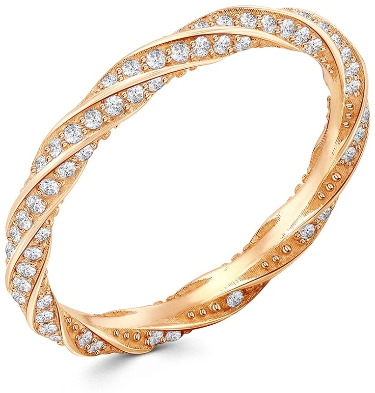 Кольцо  из красного золота с фианитом