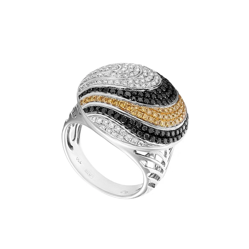 Кольцо  из белого золота с природным бриллиантом