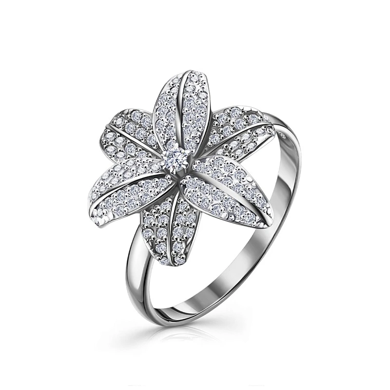 Кольцо  серебряное с фианитом