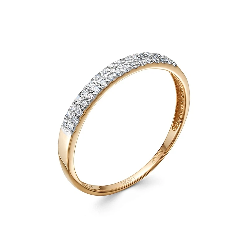 Кольцо  из красного золота с природным бриллиантом