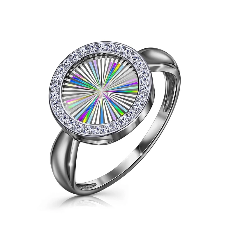 Кольцо  из белого золота с фианитом