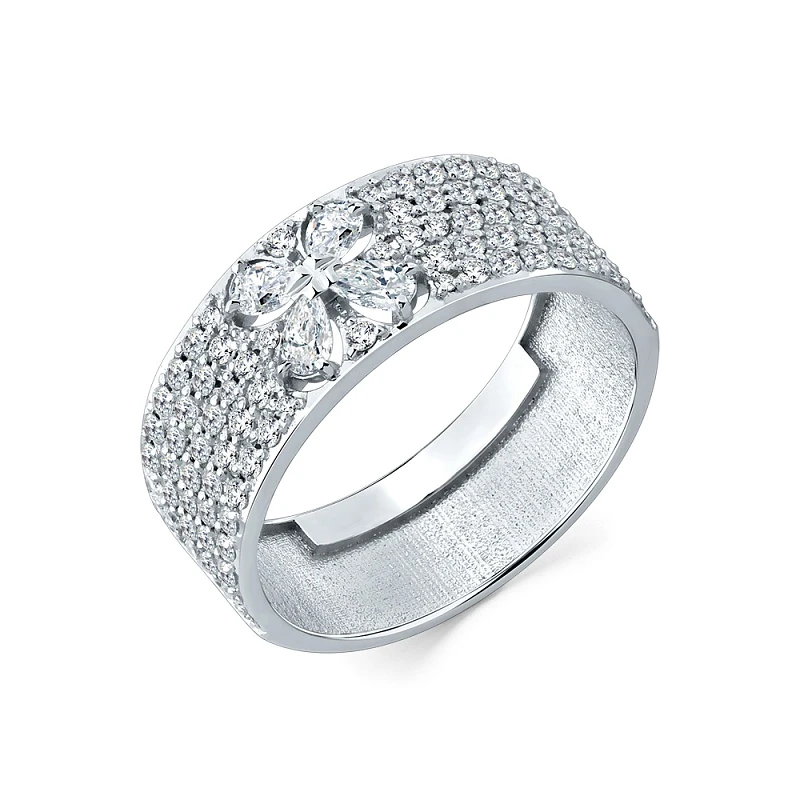 Кольцо  из белого золота с природным бриллиантом