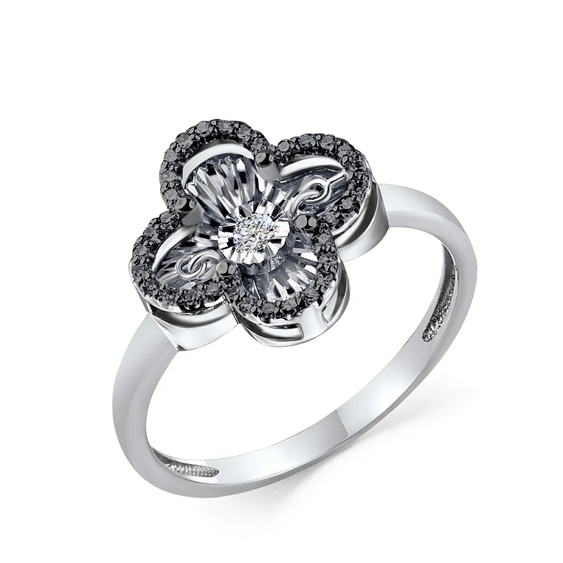 Кольцо  из белого золота с природным бриллиантом