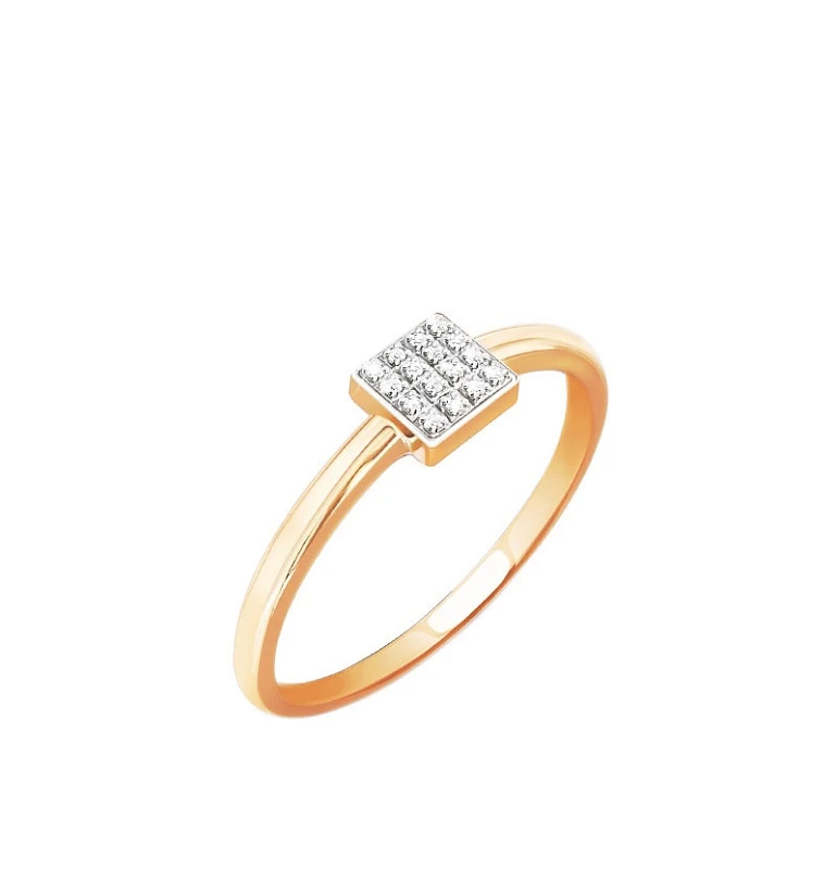 Кольцо  из красного золота с фианитом