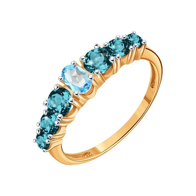 Кольцо  из красного золота с топазом