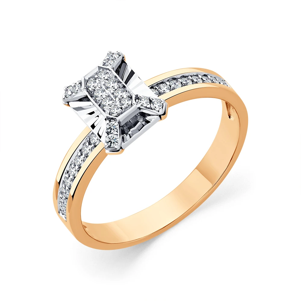 Кольцо  из красного золота с бриллиантом