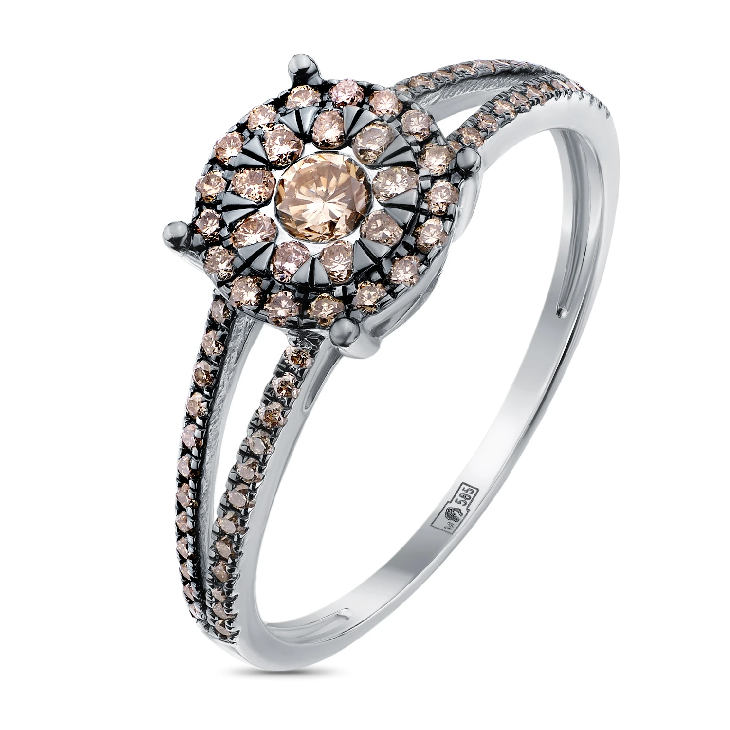 Кольцо  из белого золота с природным бриллиантом