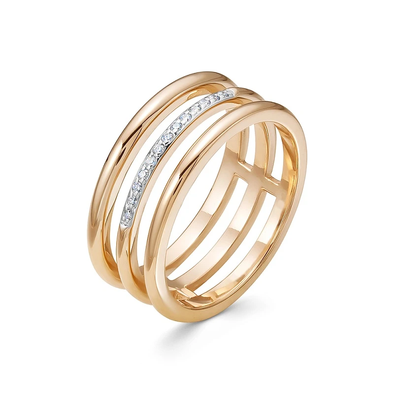 Кольцо  из красного золота с природным бриллиантом