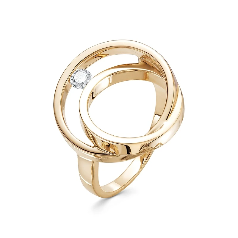 Кольцо  из красного золота с природным бриллиантом