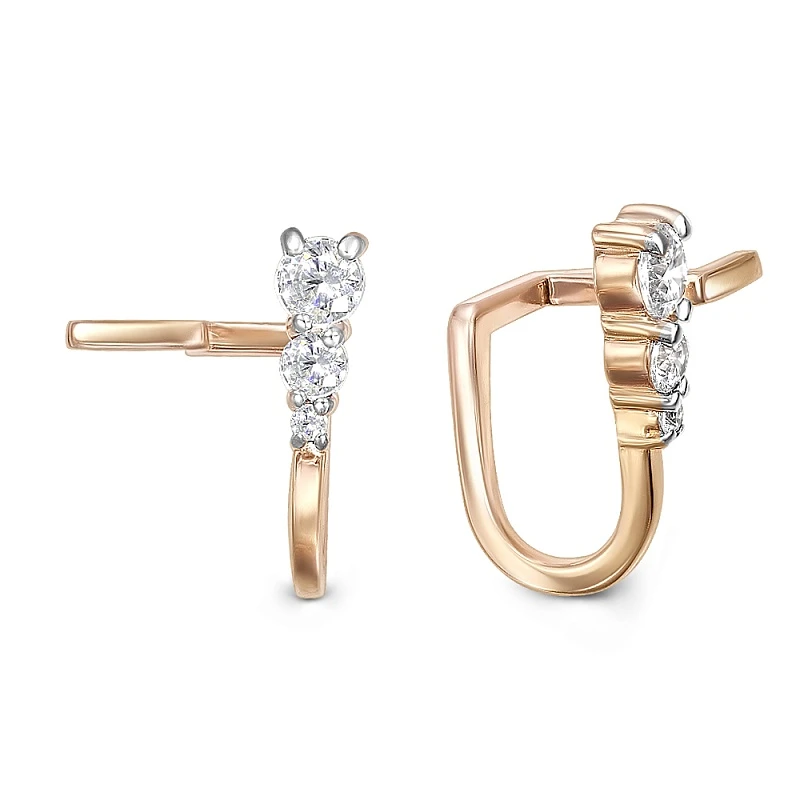 Серьги  из красного золота с фианитом