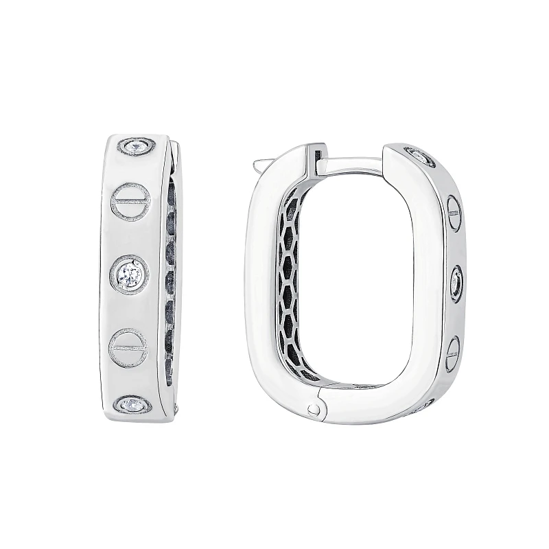 Серьги  серебряные с фианитом