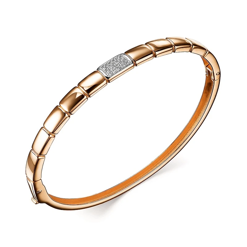 Браслет  из красного золота с фианитом