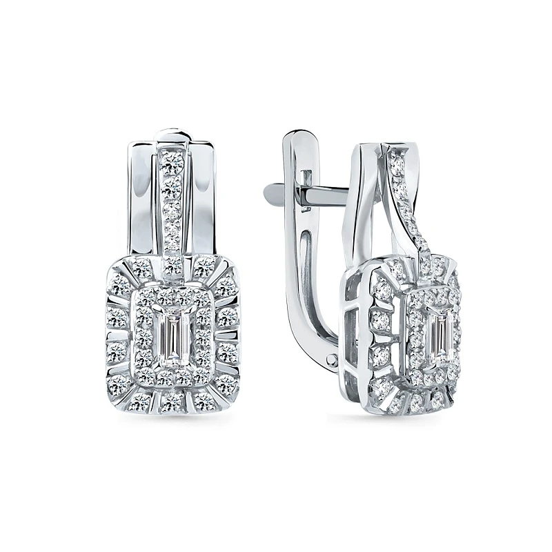 Серьги  из белого золота с природным бриллиантом