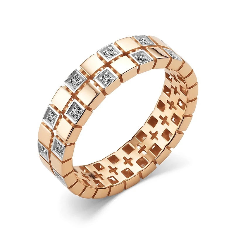 Кольцо  из красного золота с фианитом