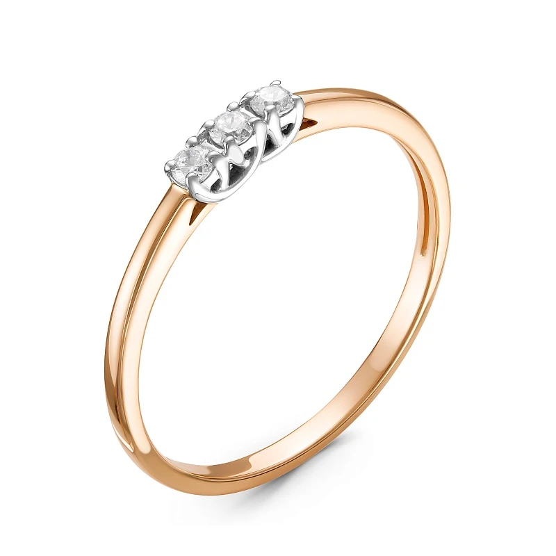 Кольцо  из красного золота с природным бриллиантом