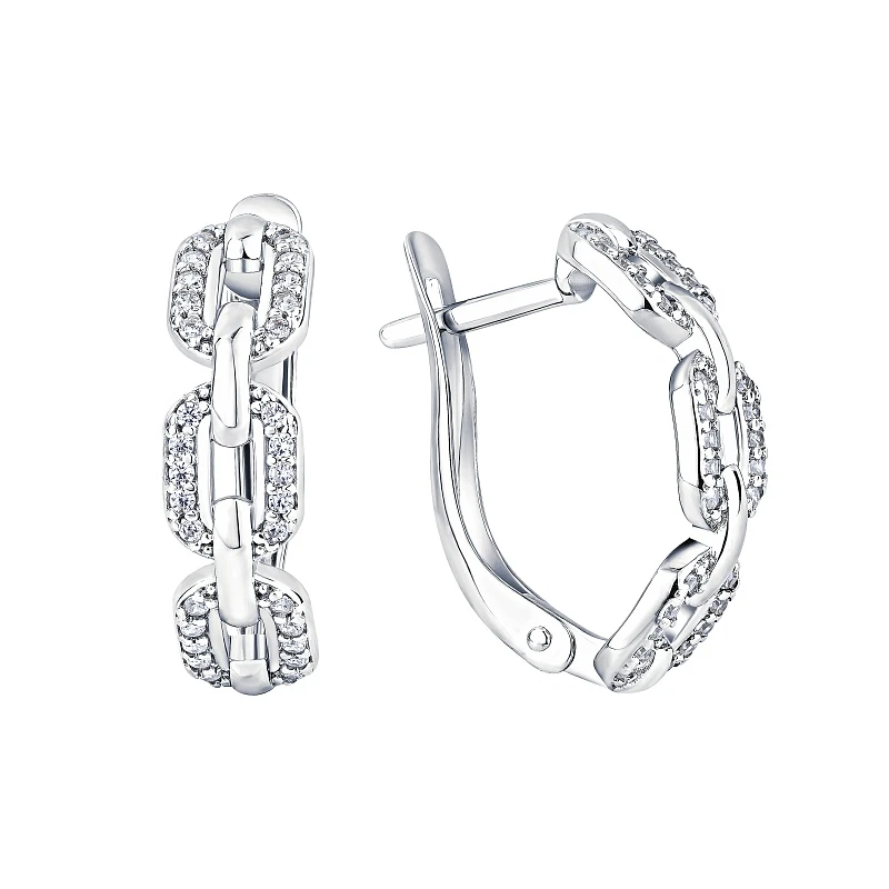 Серьги  серебряные с фианитом