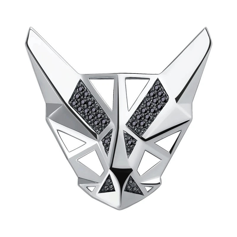 Брошь  серебряная с фианитом