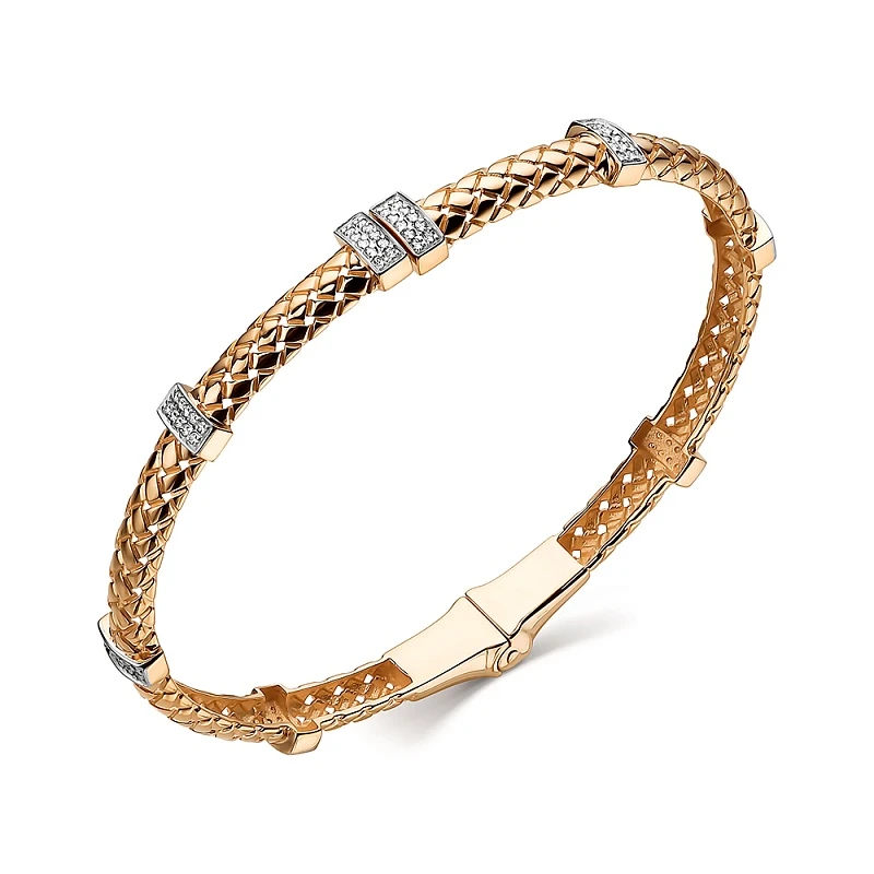 Браслет  из красного золота с фианитом