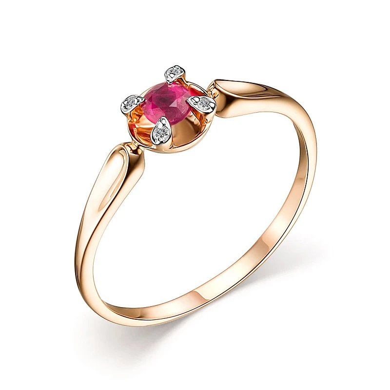 Кольцо  из красного золота с рубином