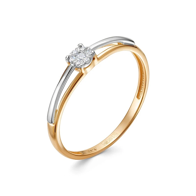 Кольцо  из красного золота с природным бриллиантом