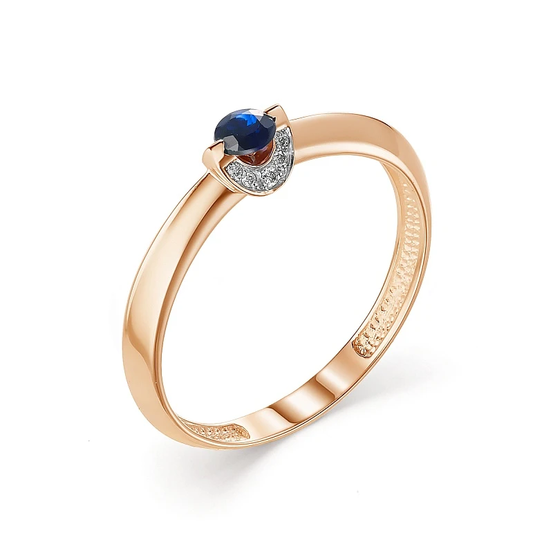 Кольцо  из красного золота с сапфиром