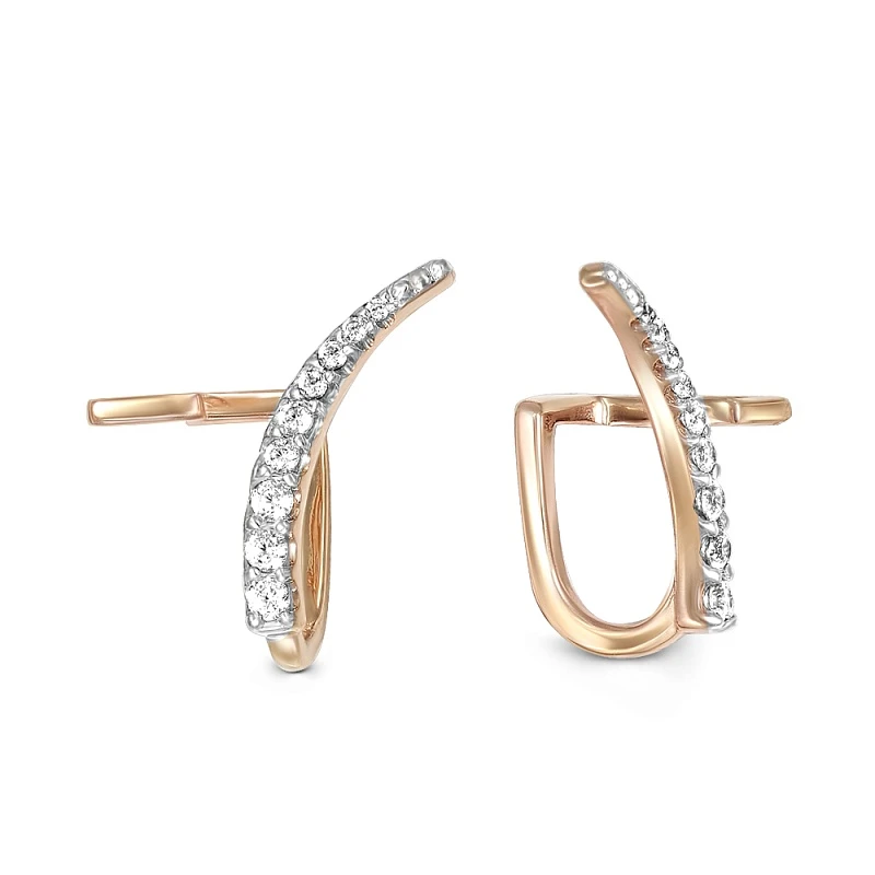 Серьги  из красного золота с фианитом