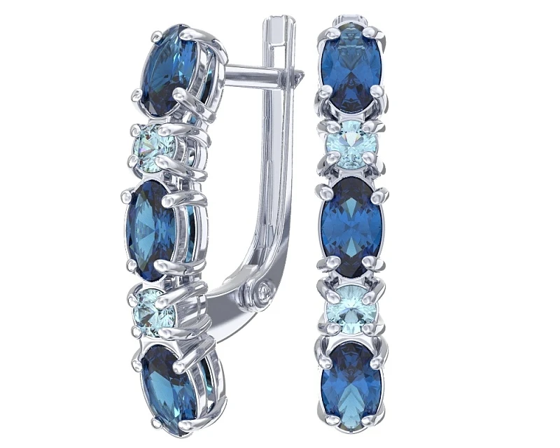 Серьги  серебряные с кварцем