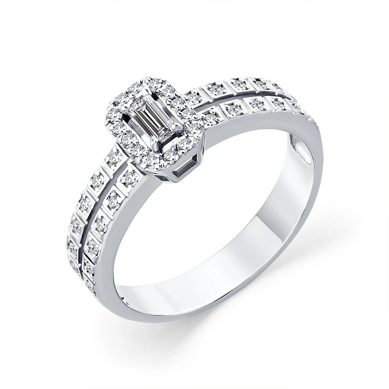 Кольцо  из белого золота с природным бриллиантом