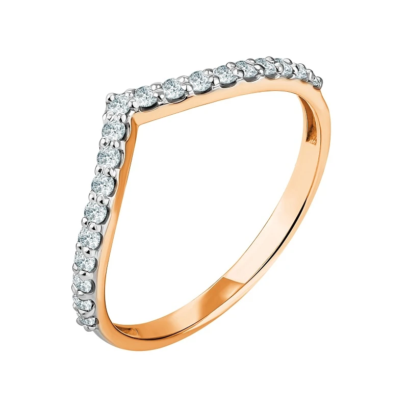 Кольцо  из красного золота с фианитом